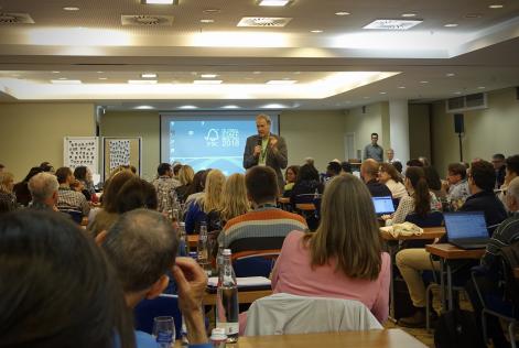 Kim Carstensen speaking at the 2018 Global Staff Meeting